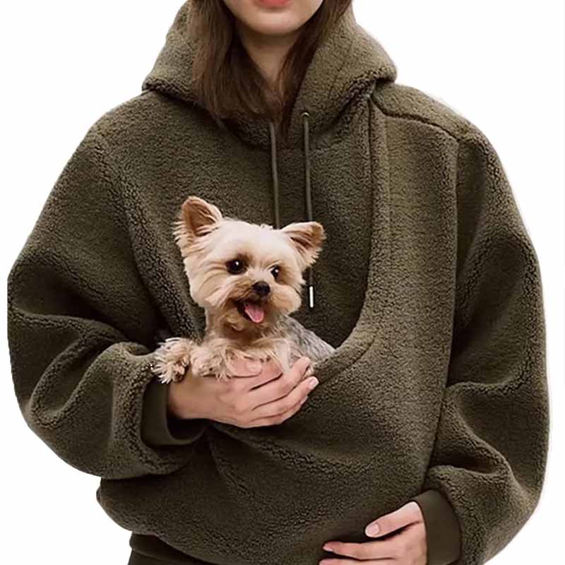 Sherpa Hoodie Fleece - Sweatshirt berkerudung lengan panjang berbahan bulu