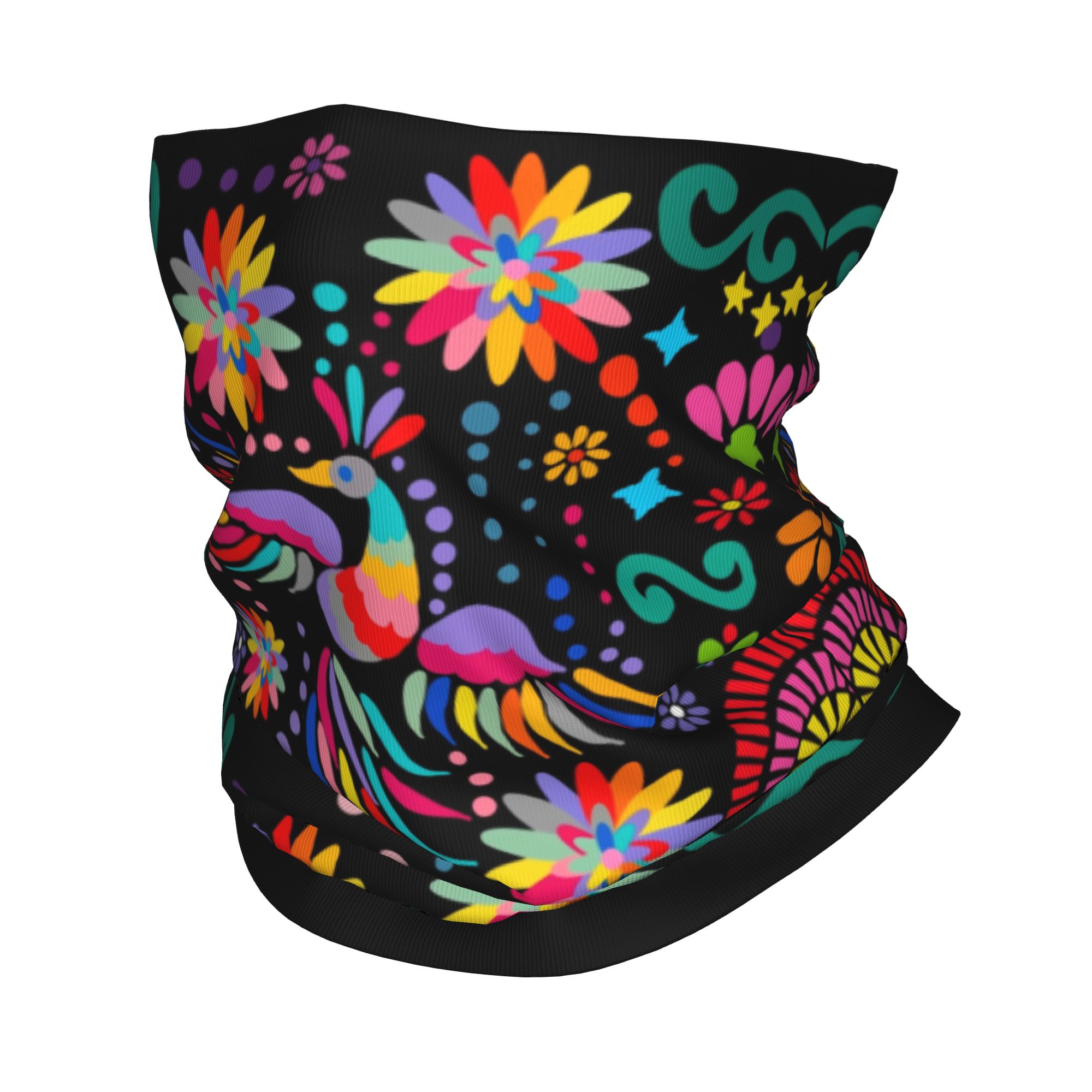 Neck Gaiter Fleece - Bandana Tekstil Motif Bunga Meksiko, Penutup