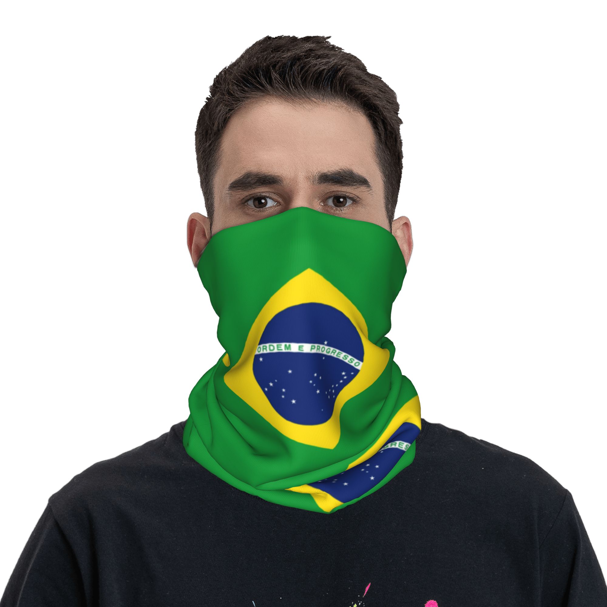 Bandana Bendera Brasil Kustom, - Neck Gaiter Fleece ulasan dan harga