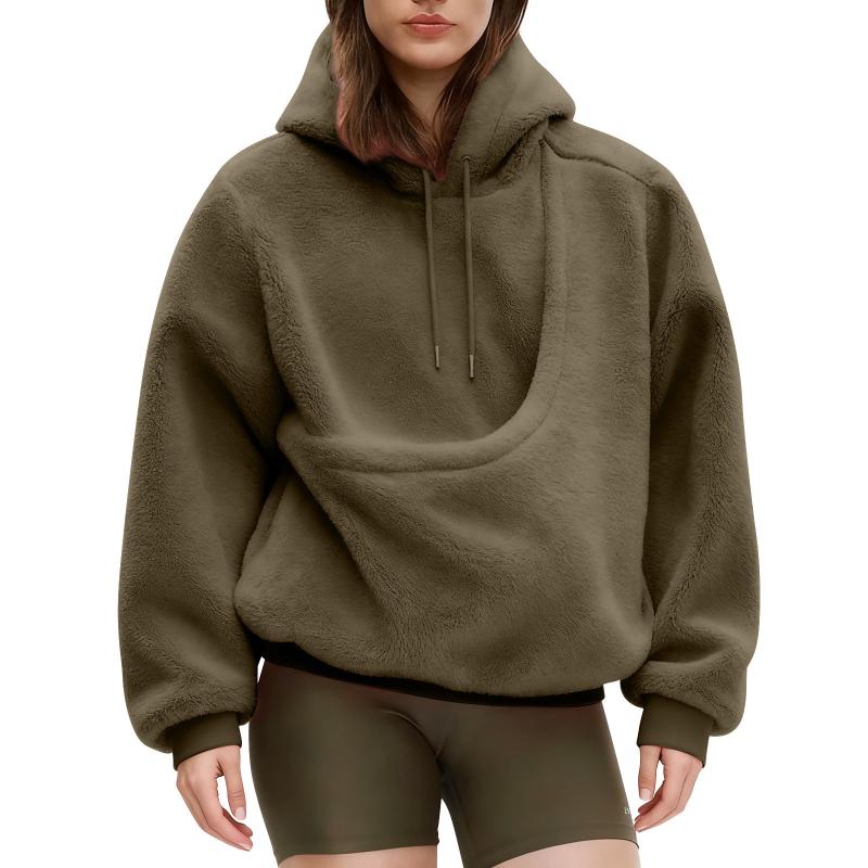 Sweatshirt berkerudung lengan  - Sherpa Hoodie Fleece ulasan dan harga