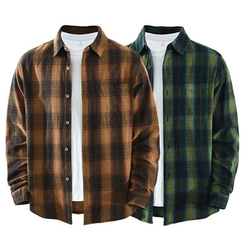 Kemeja Kotak-kotak Pria Katun  - Flannel Shirt Lined ulasan dan harga