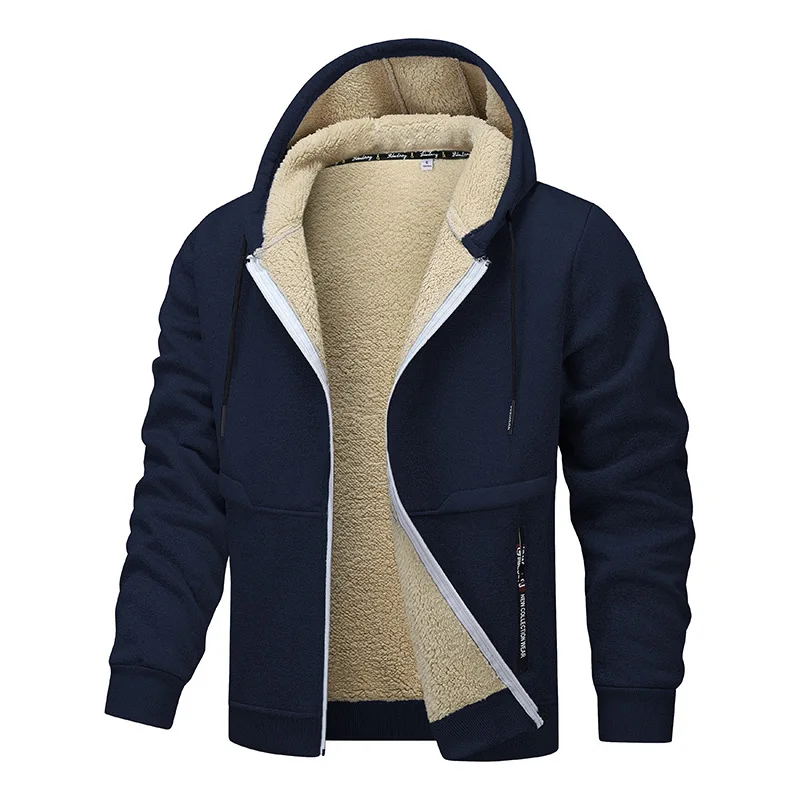 Jaket Hoodie Kasual Pria yang  - Sherpa Hoodie Fleece ulasan dan harga