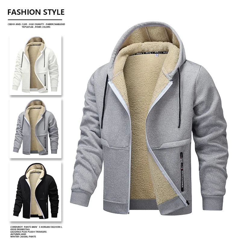 Jaket Hoodie Kasual Pria yang  - Sherpa Hoodie Fleece ulasan dan harga