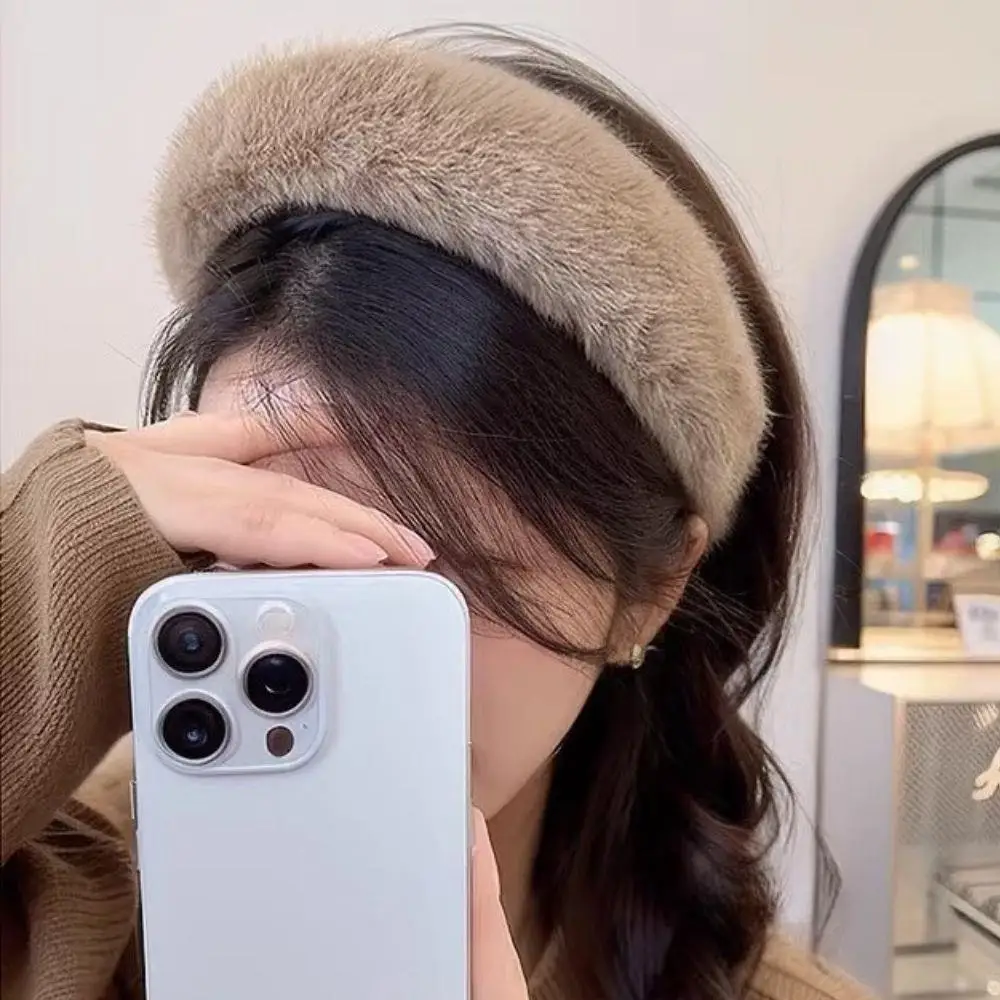 Headband Bulu Mink Warna Solid - Winter Headband Fleece ulasan dan harga
