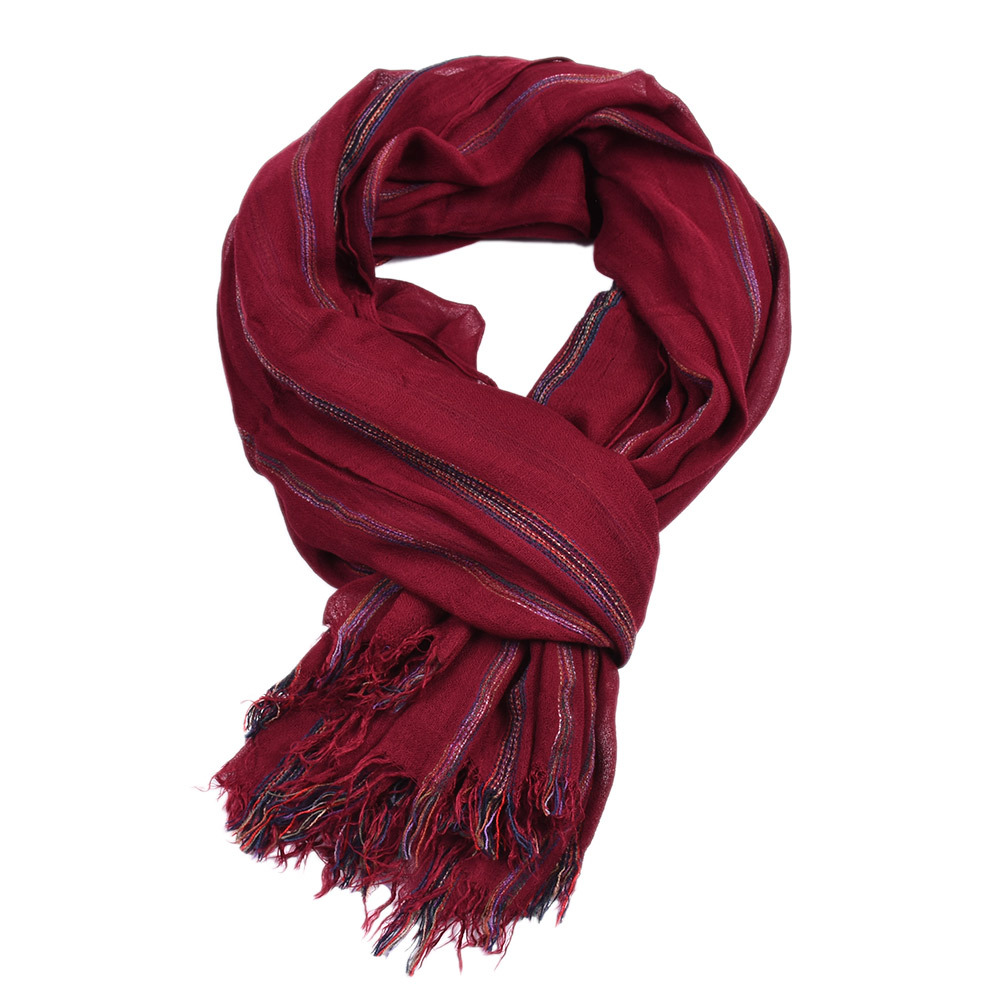 Syal pria bergaris mode Linen  - Wool Scarf Men ulasan dan harga