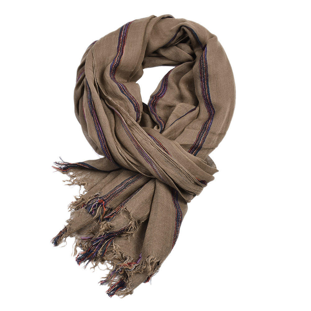 Syal pria bergaris mode Linen  - Wool Scarf Men ulasan dan harga